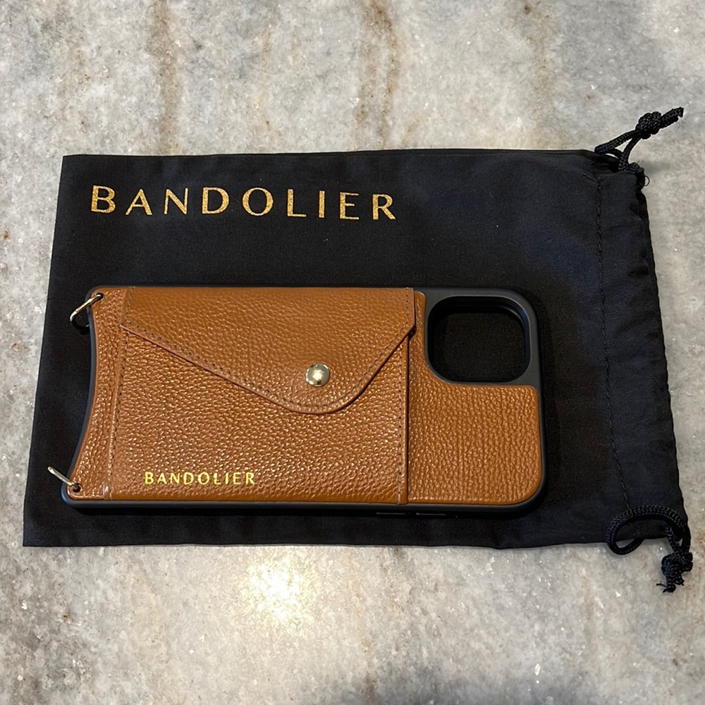 Bandolier Side Slot iPhone 11 case in Sienna/Gold